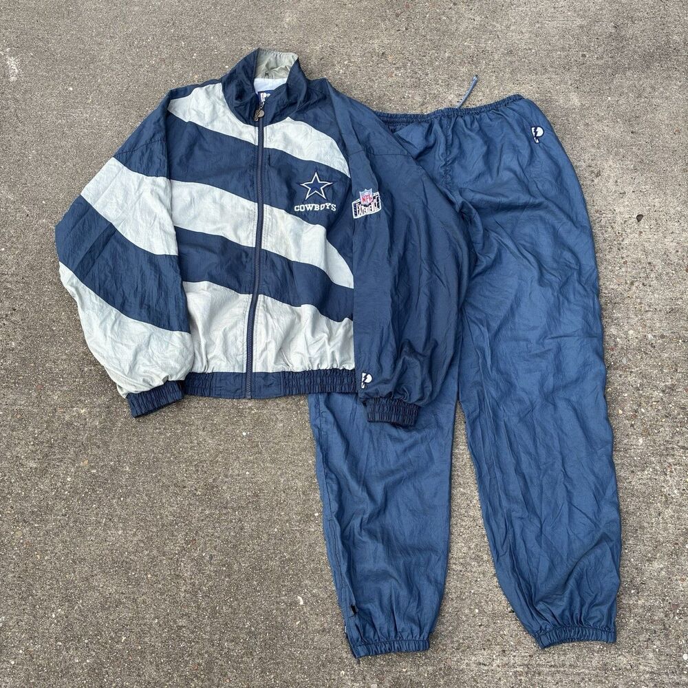 Vintage NFL Cowboys Jacket Pro Player Wind Breaker Track Suit Shark Tooth XL
